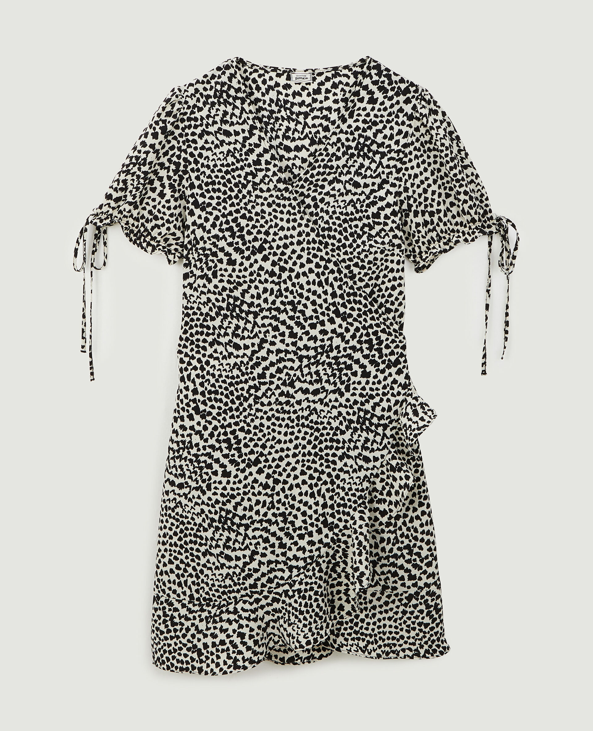 Robe courte porte-feuille avec volant - Noir