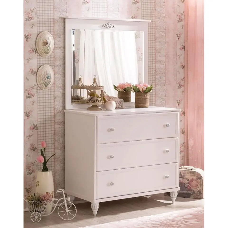 Romance commode kinderladekast meisjes met spiegel