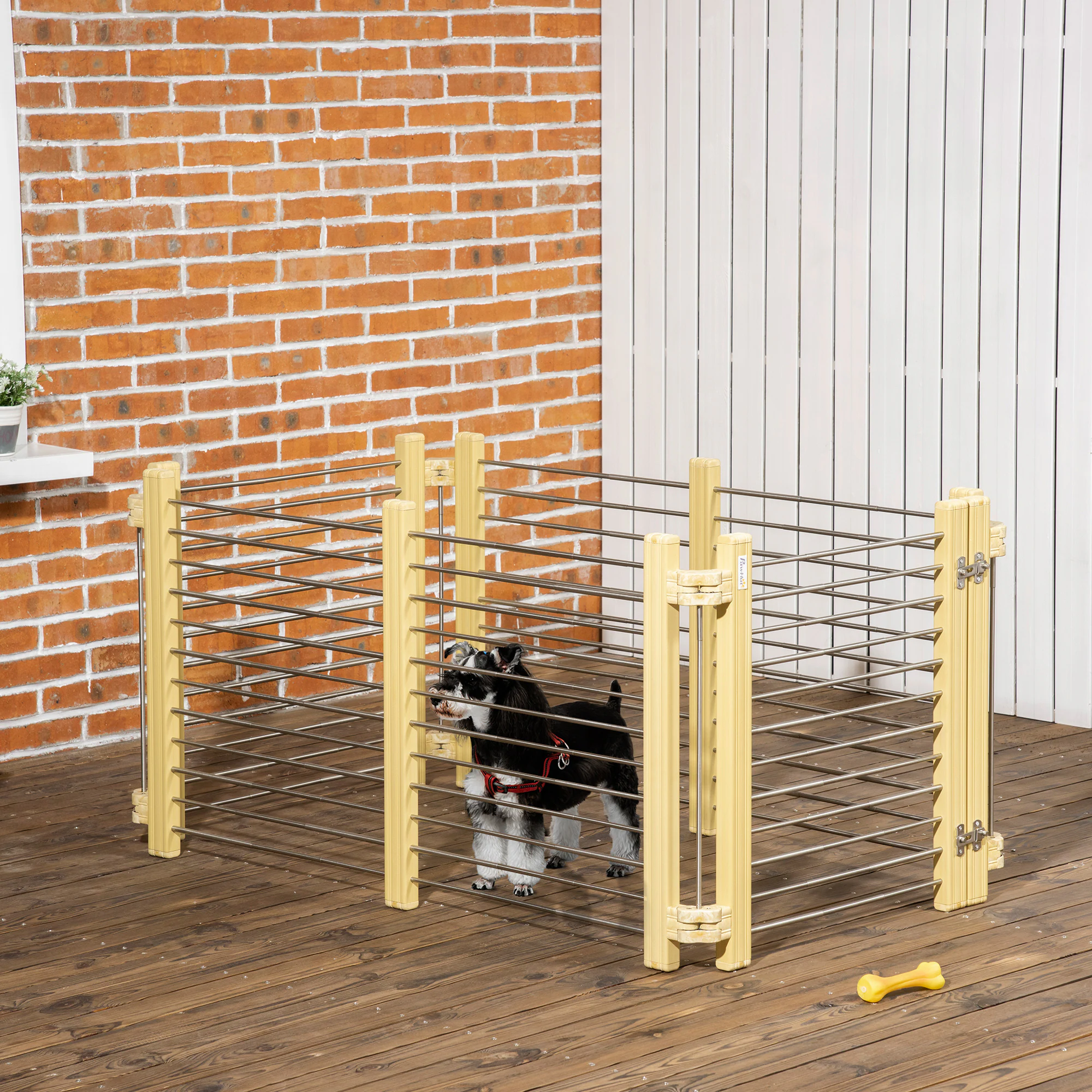 PawHut Freilaufgehege mit Tür natur 67,5-131,5L x 43,5-75,5B x 64,5H cm