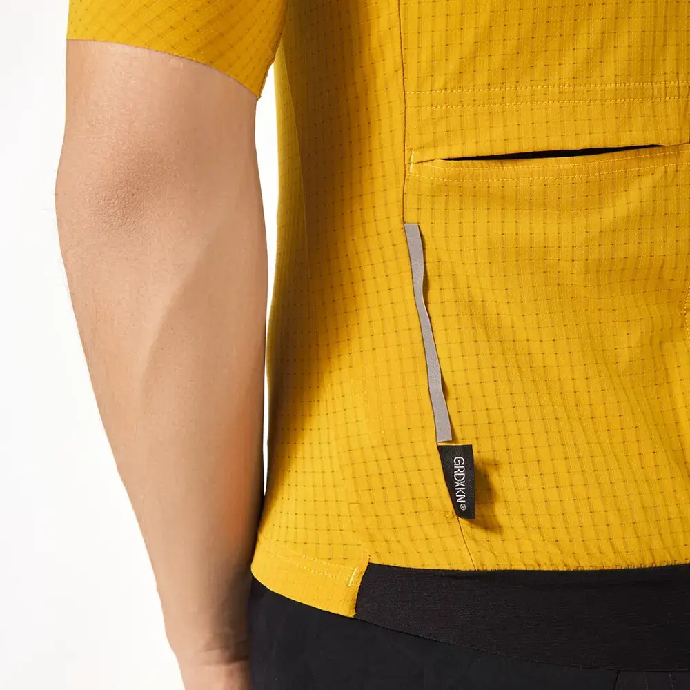 Q36.5 x Oakley Gridskin Pinstripe Fietsshirt Korte Mouwen Geel Heren