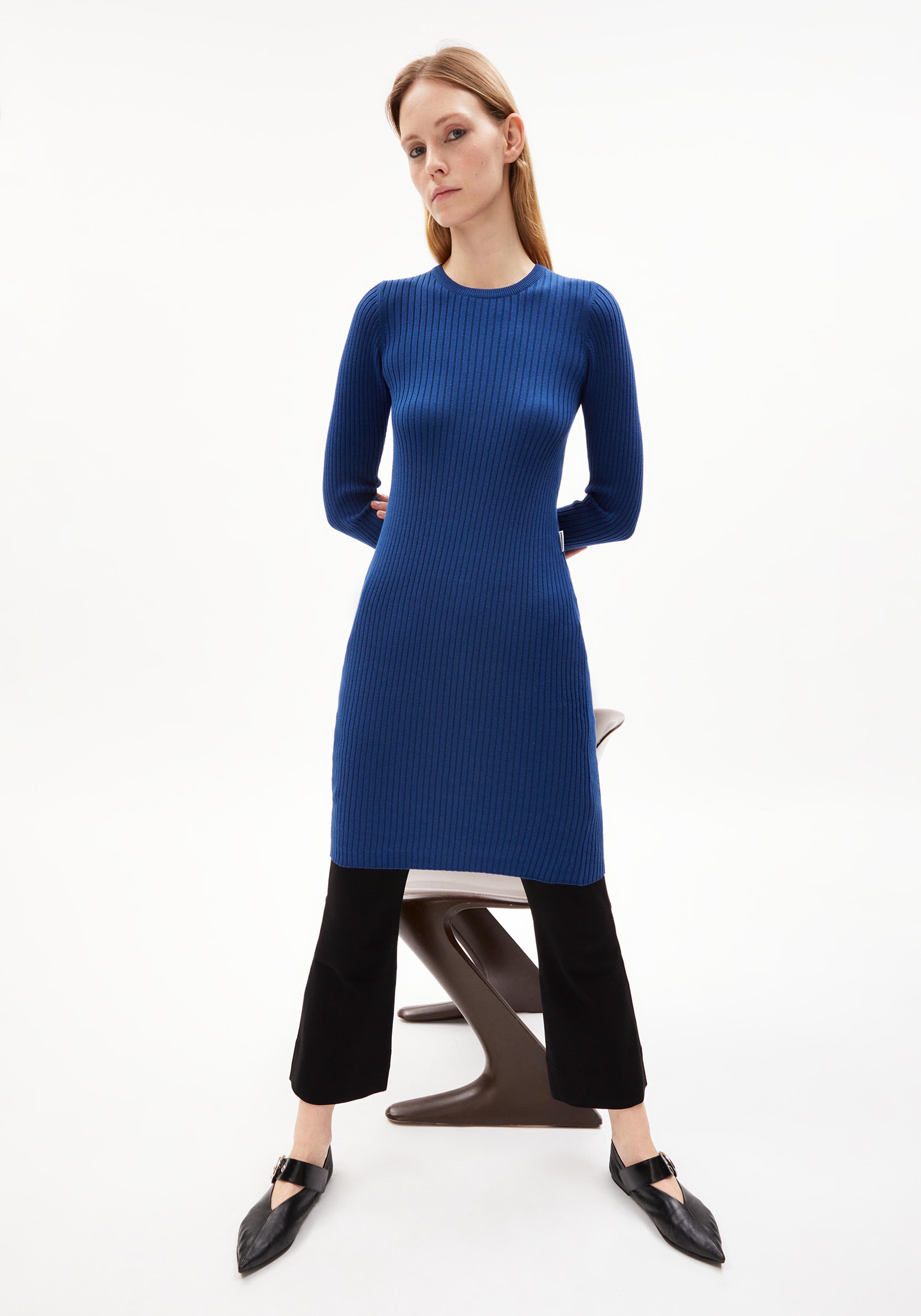 Armedangels Strickkleid Liaa RN Faded Indigo