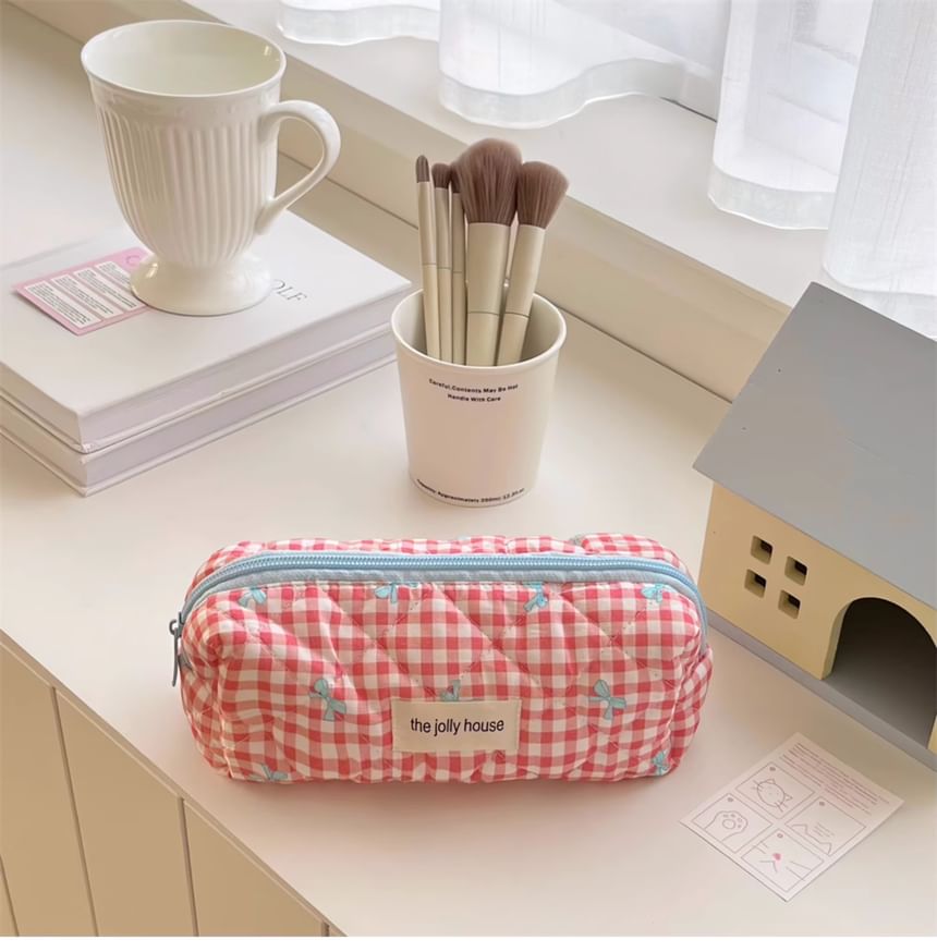 Minbrogy - Letterapplicatie geruite etui make-uptas