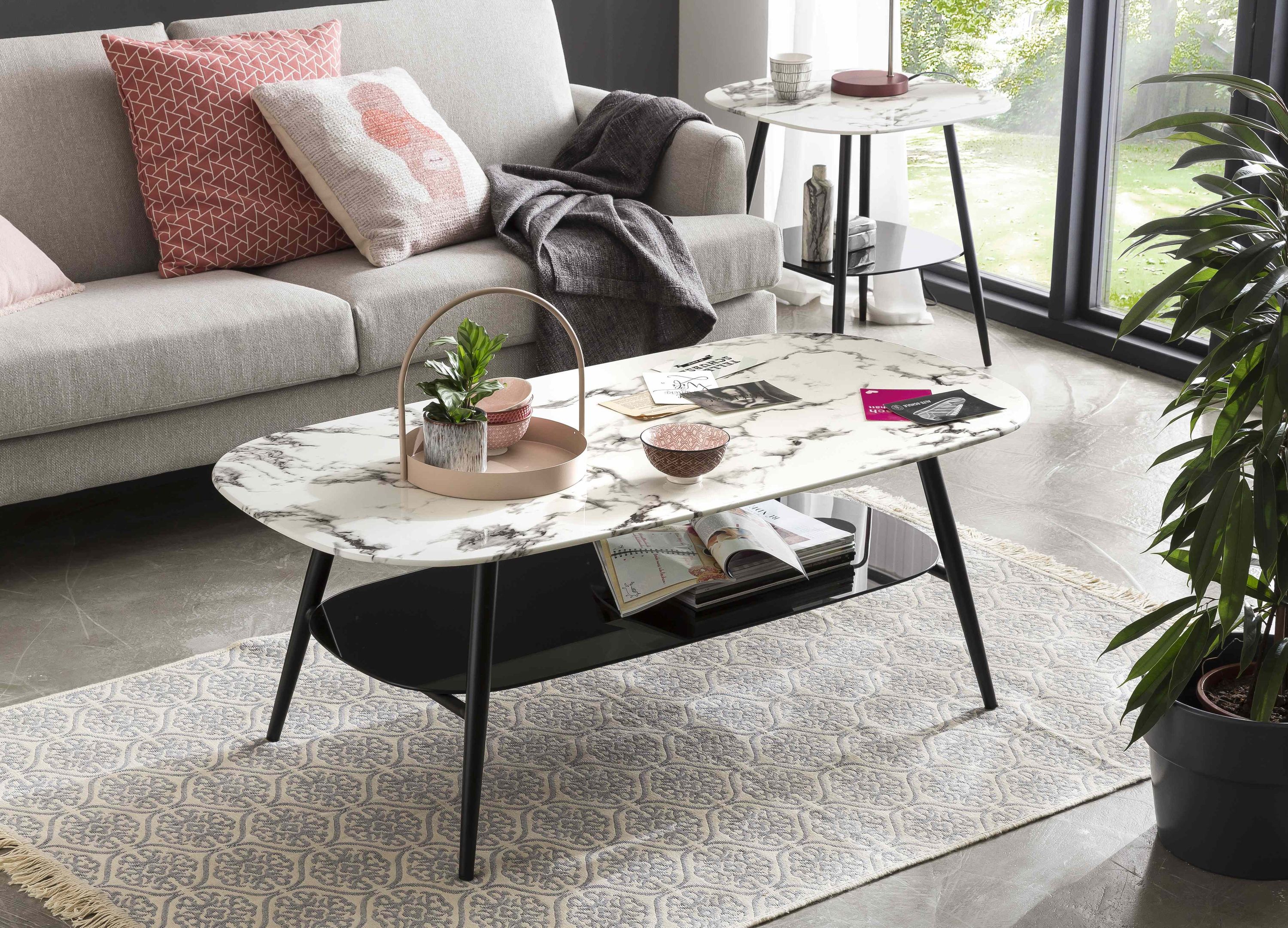 Couchtisch 55x55 Sofatisch Marmor Optik Beistelltisch Wohnzimmertisch Tisch