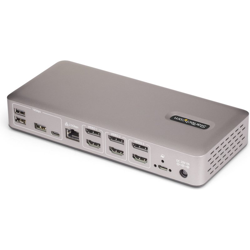 StarTech.com Station d'Accueil USB4 pour 3 Écrans, HDMI ou DisplayPort 4K 60 Hz, Charge d'Ordinateur Portable 100 W, 2,5 GbE, Station d'Accueil Multi-Écrans USB-C, Sans Pilote