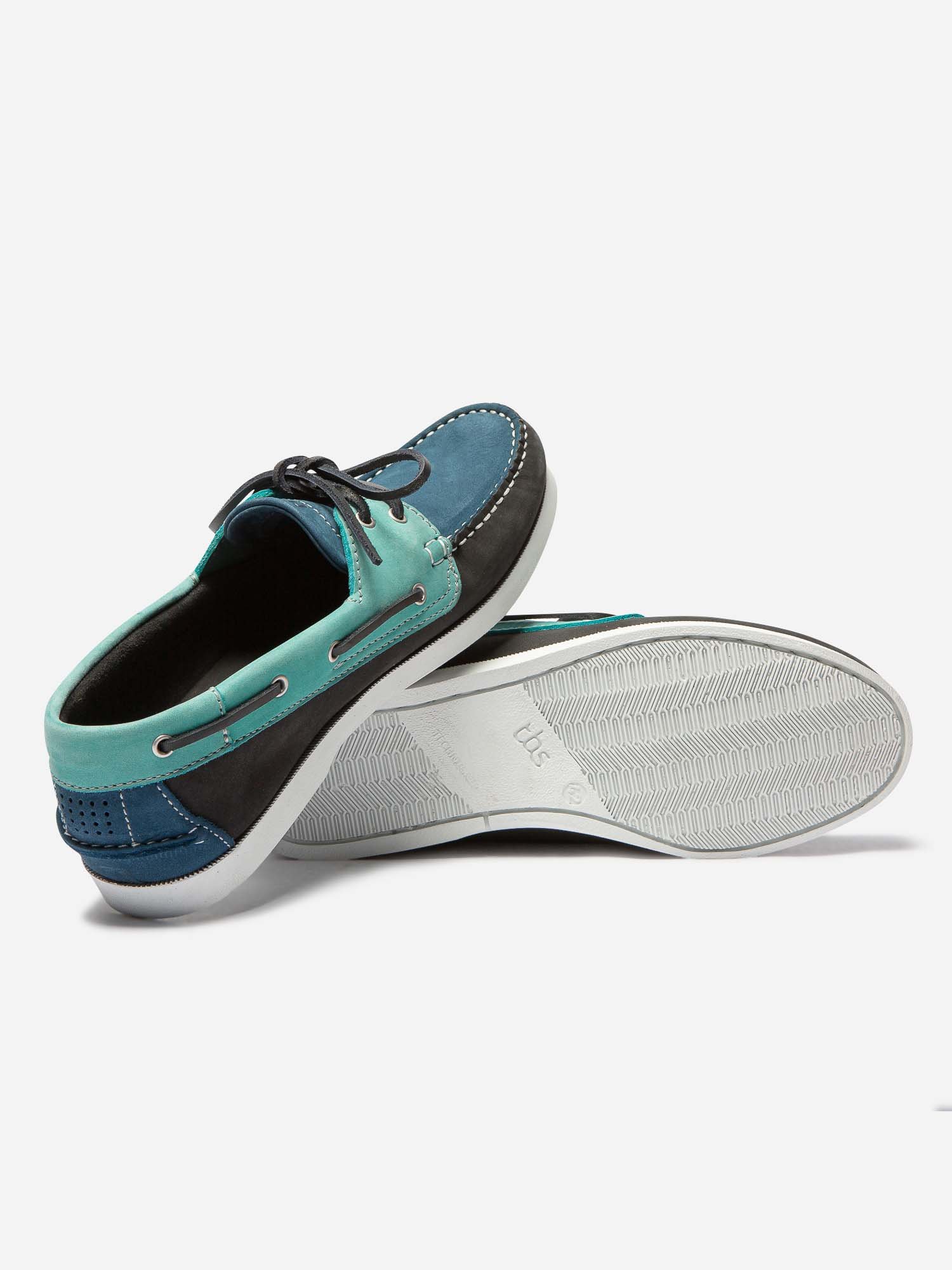 Chaussures Bateau Homme Cuir Turquoise et Marine