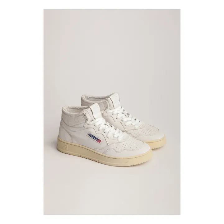Autry Baskets Medalist Mid Cuir de Chèvre | Blanc