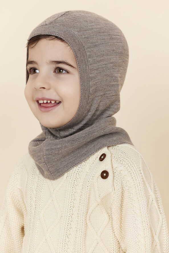Copenhagen Colors LT. KNITTED MERINO BALACLAVA WITH F Natural melange