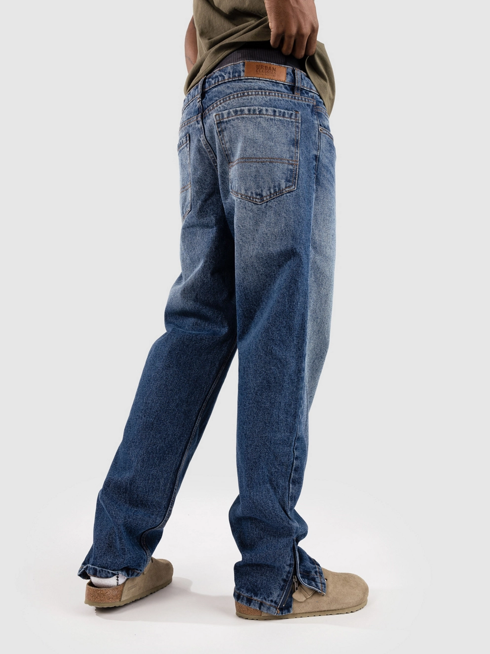 Urban Classics Heavy Ounce Straight Fit Zipped Jeans new midblue washed