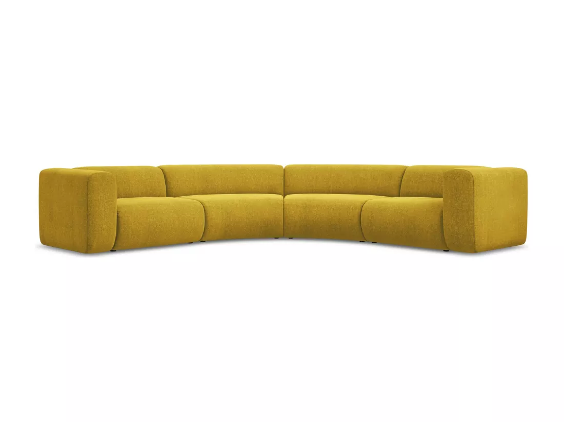 Canapé d'angle modulable en tissu chenille - moutarde - EKAHI