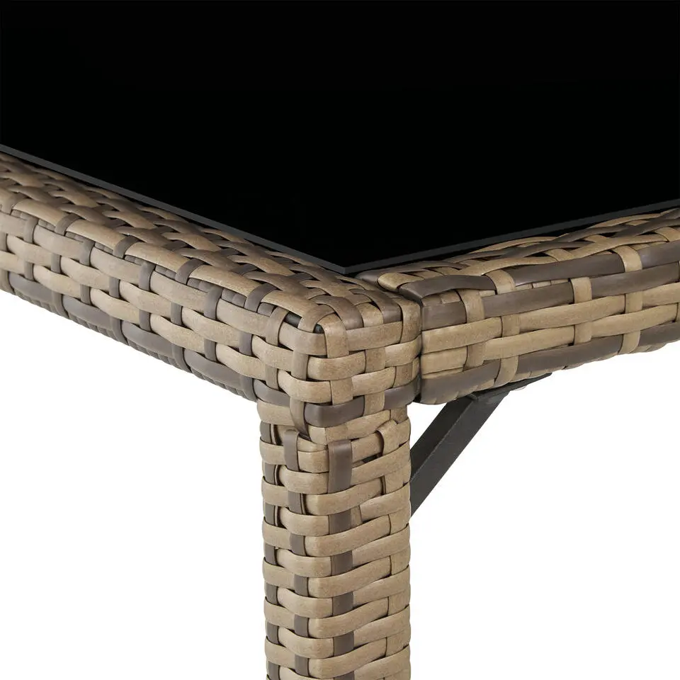 tectake - tuinset 8 stoelen en tafel - wicker - natuurkleur