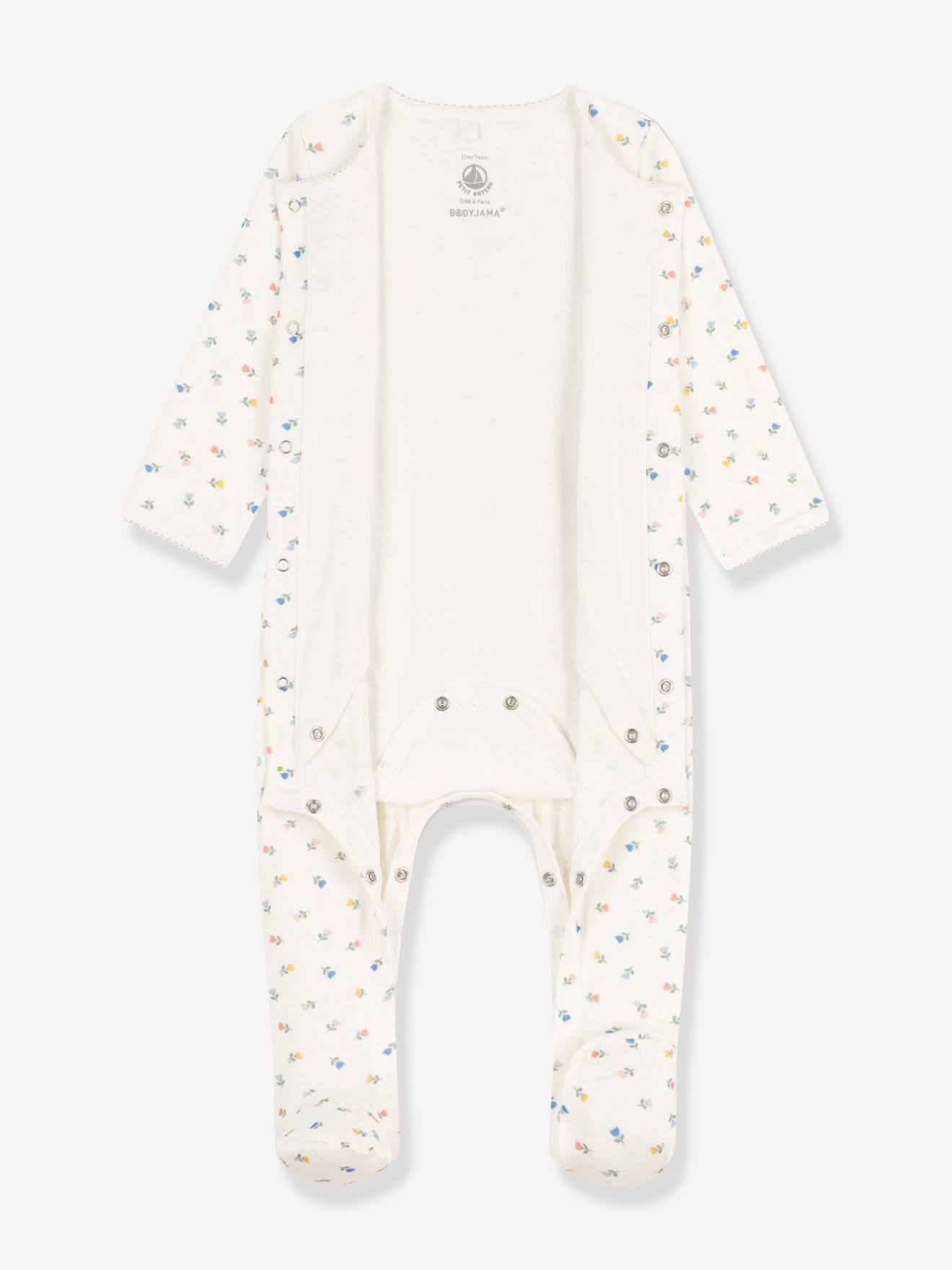 Body/pijama PETIT BATEAU branco de algodão orgânico