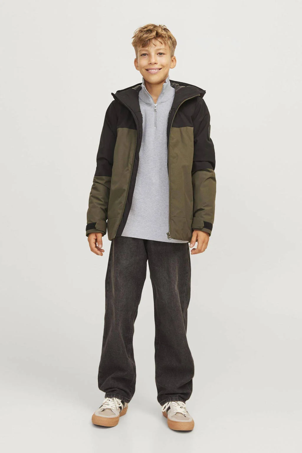 JACK & JONES gebreide trui grijs melange