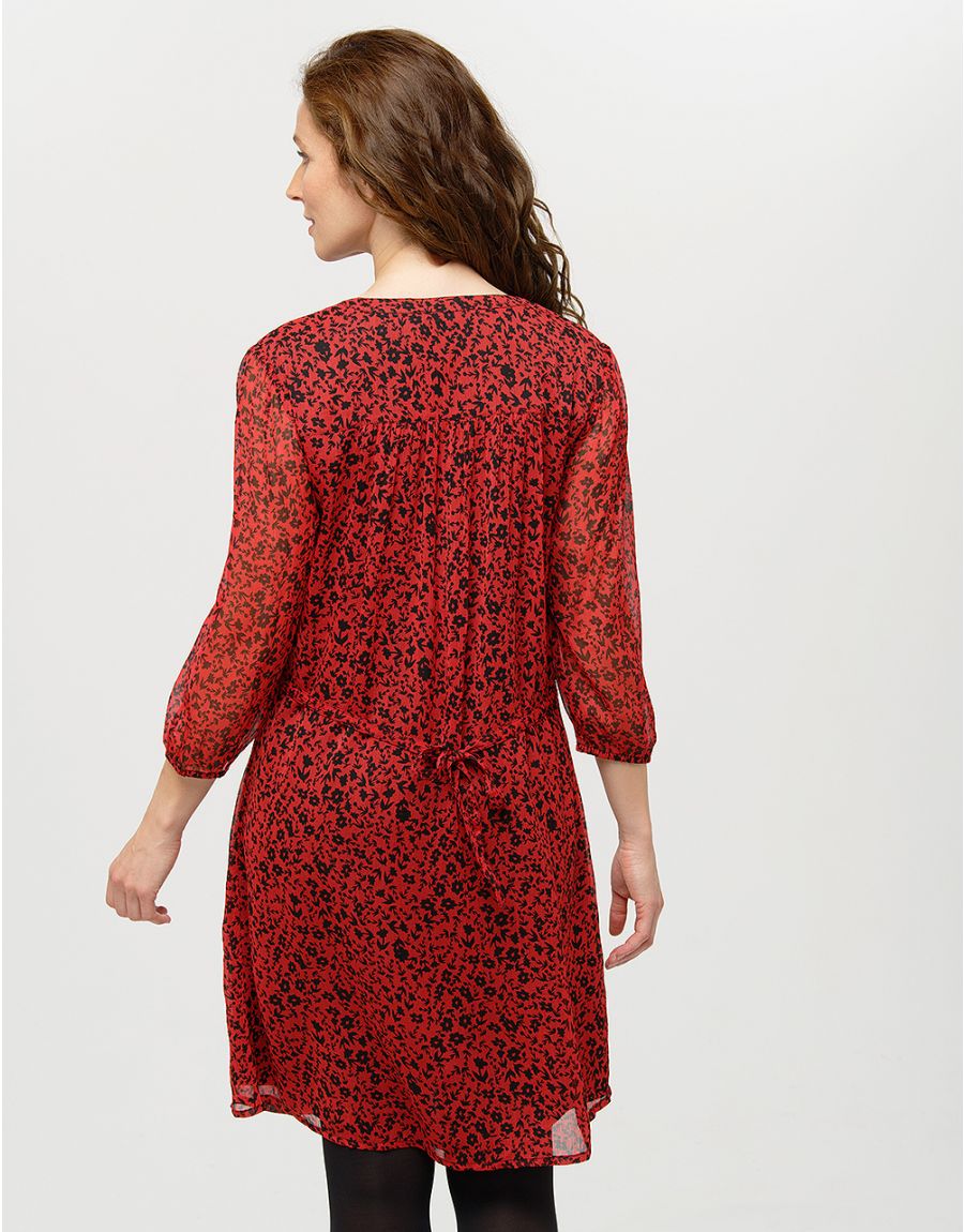 Robe voile imprimé rouge