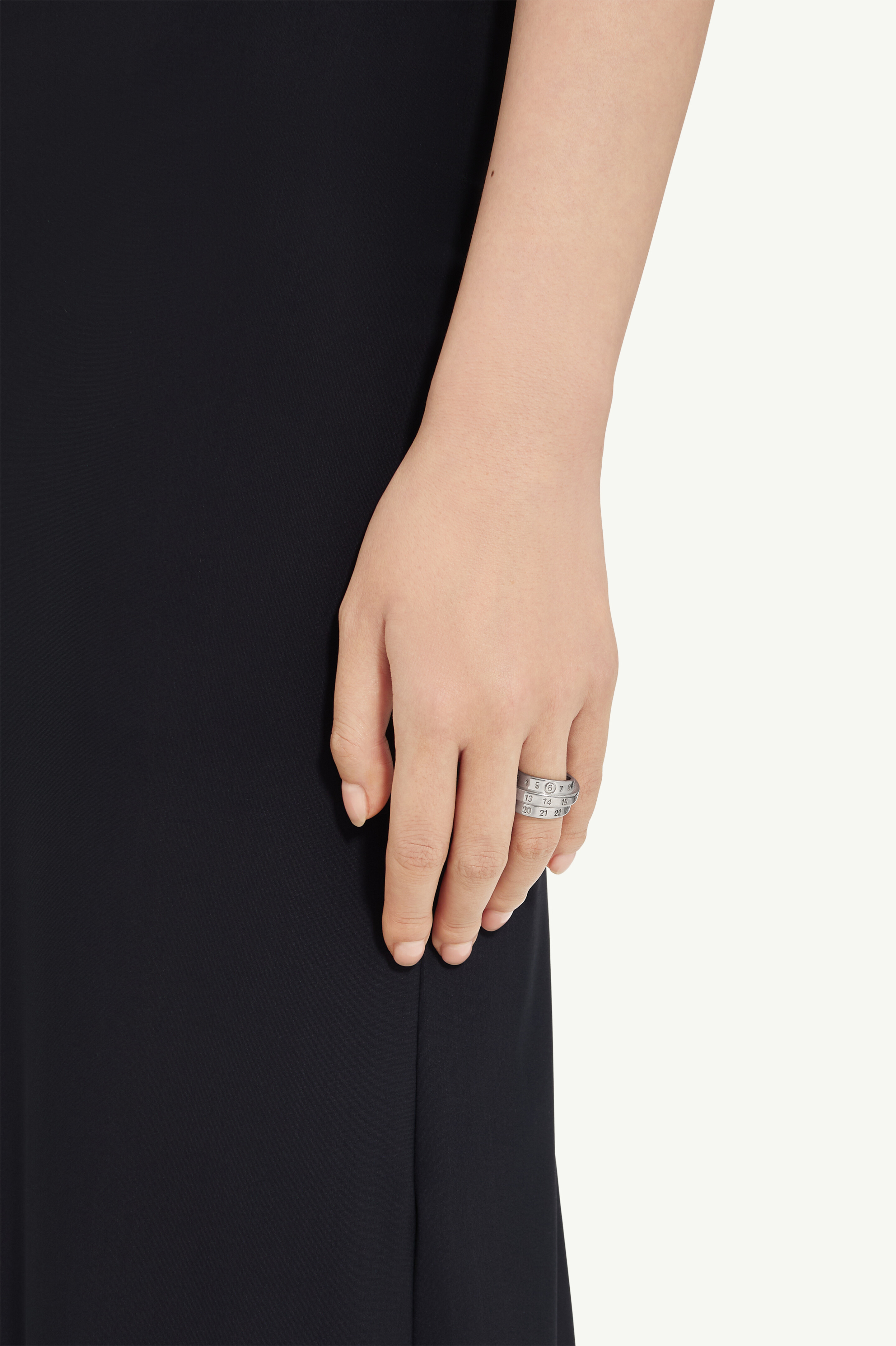 Bague 3 anneaux Numeric signature pour femme | MM6 Polished palladio