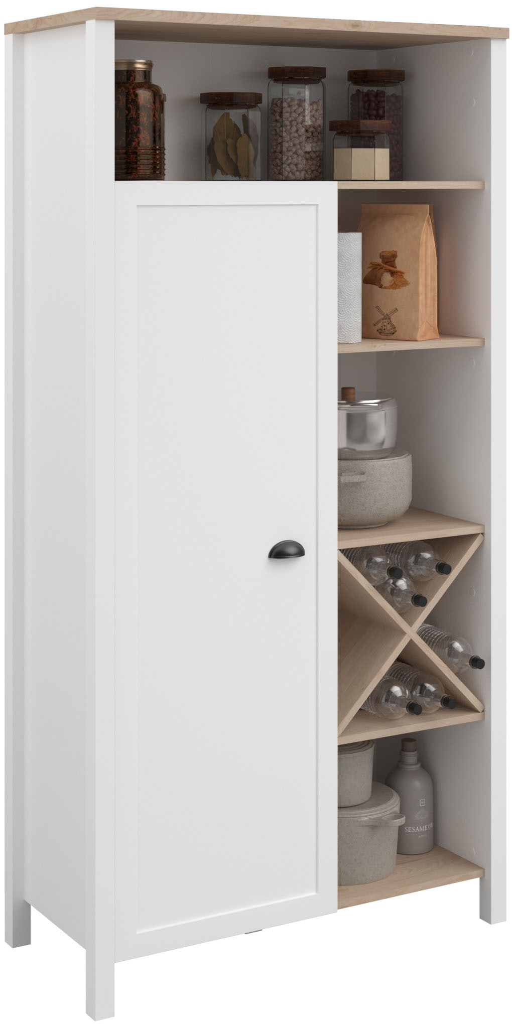 Parisot Buffet »Cottage 11« 1 Stk. tlg. Viel Stauraum, Flaschenregal, Metallgriffe, ohne Elektrogeräte