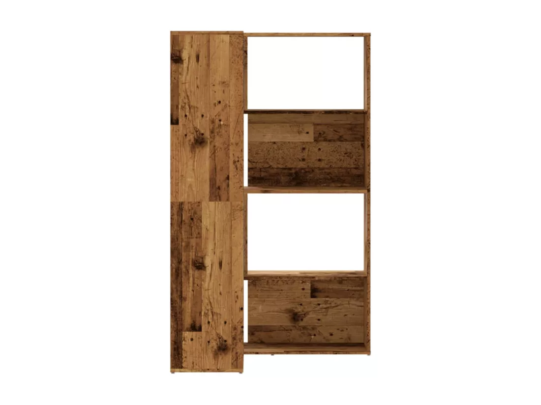 Bibliothèque d'angle à 4 niveaux vieux bois bois d'ingénierie