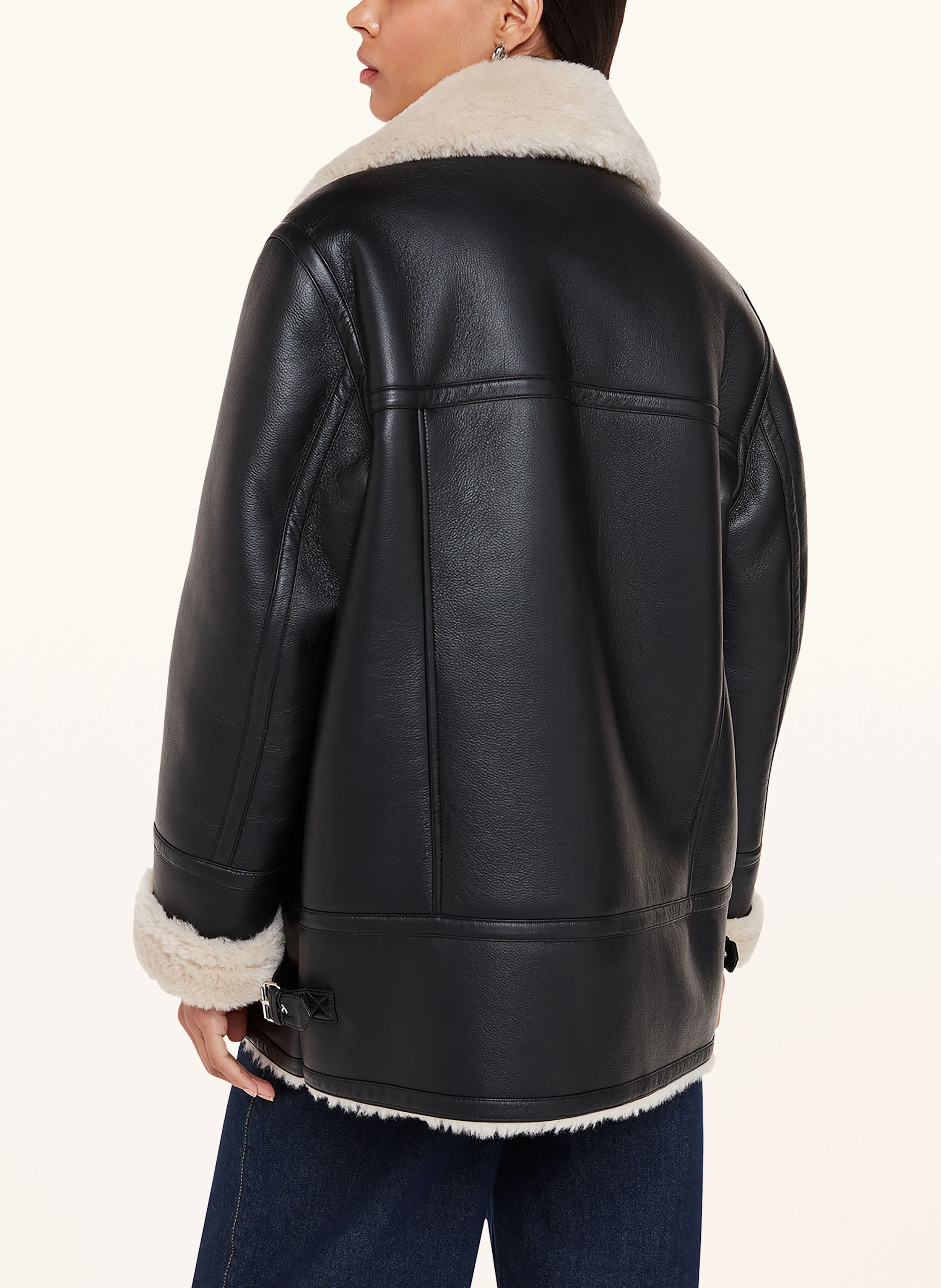 WHISTLES Jacke in Lederoptik mit Kunstfell