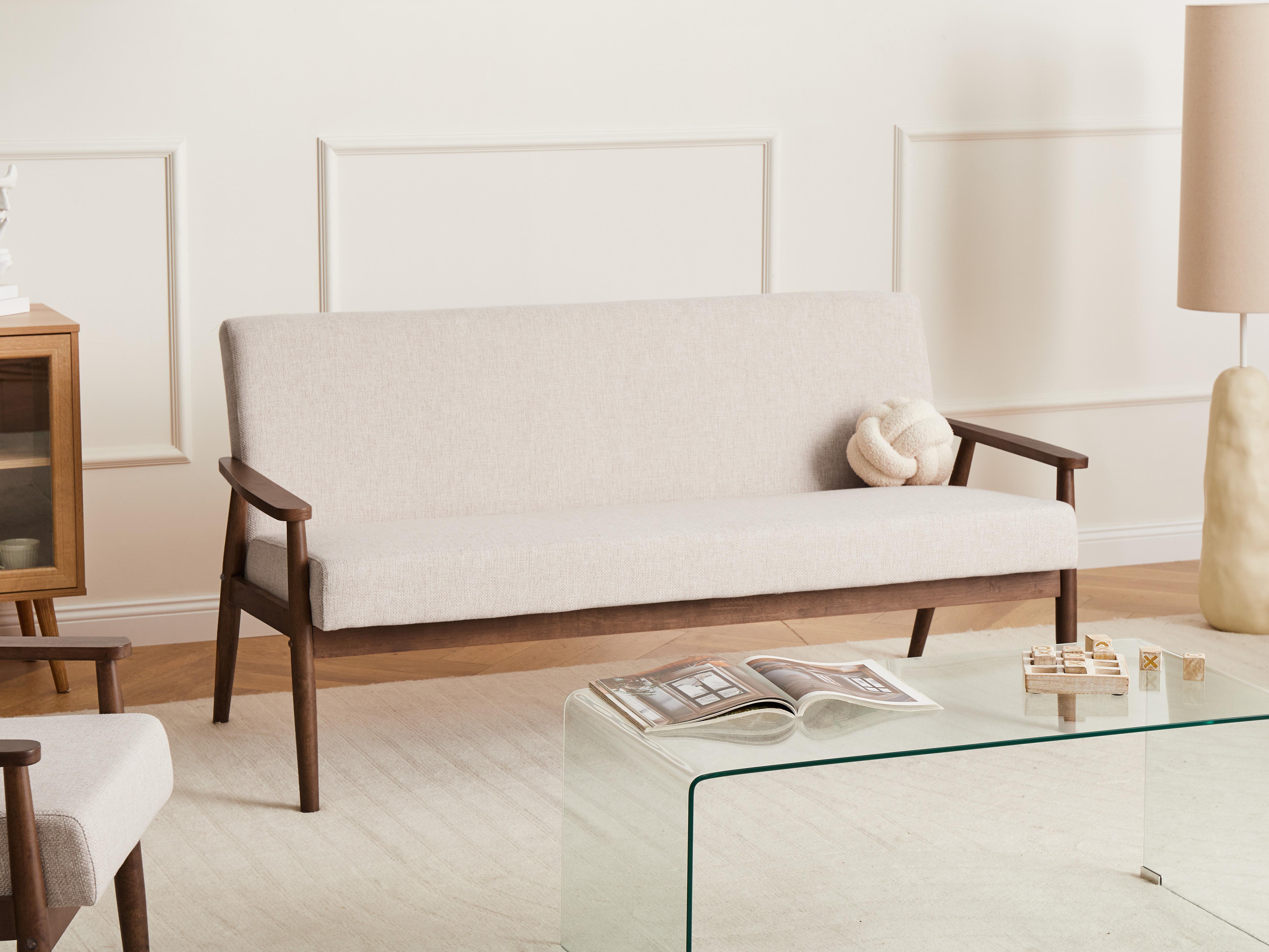 Bank 3-zits ESRUM Stof Donkerbruin/beige