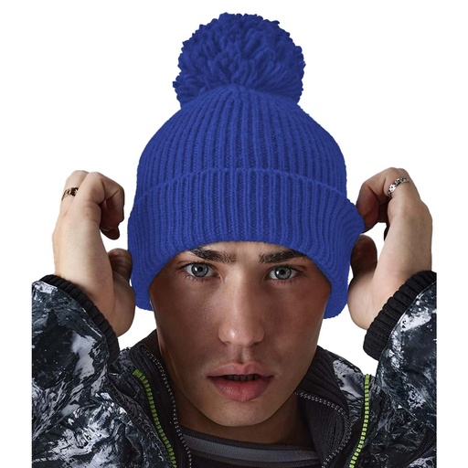 Gorro de malha trançada com pompom Beechfield