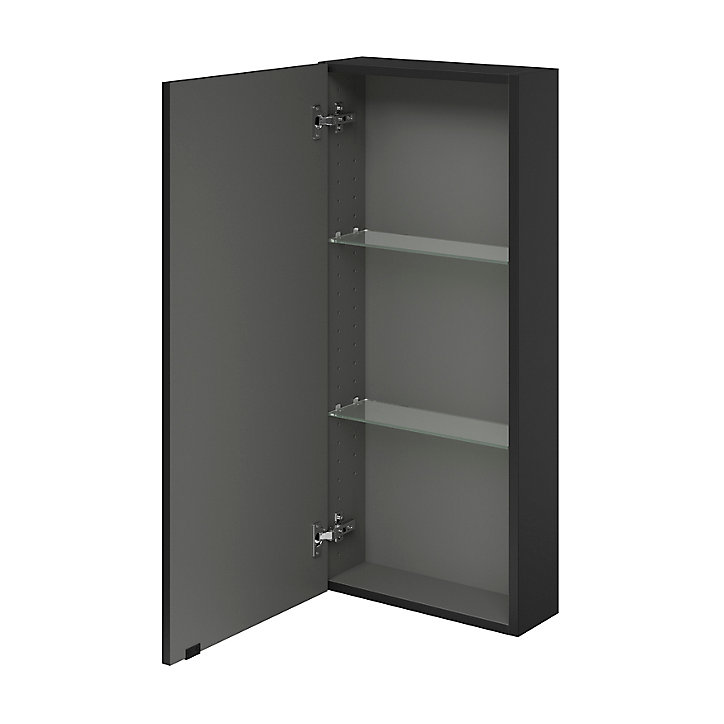 Armoire de salle de bains faible profondeur GoodHome Imandra noir mat L. 40 x H. 90 x P. 15 cm