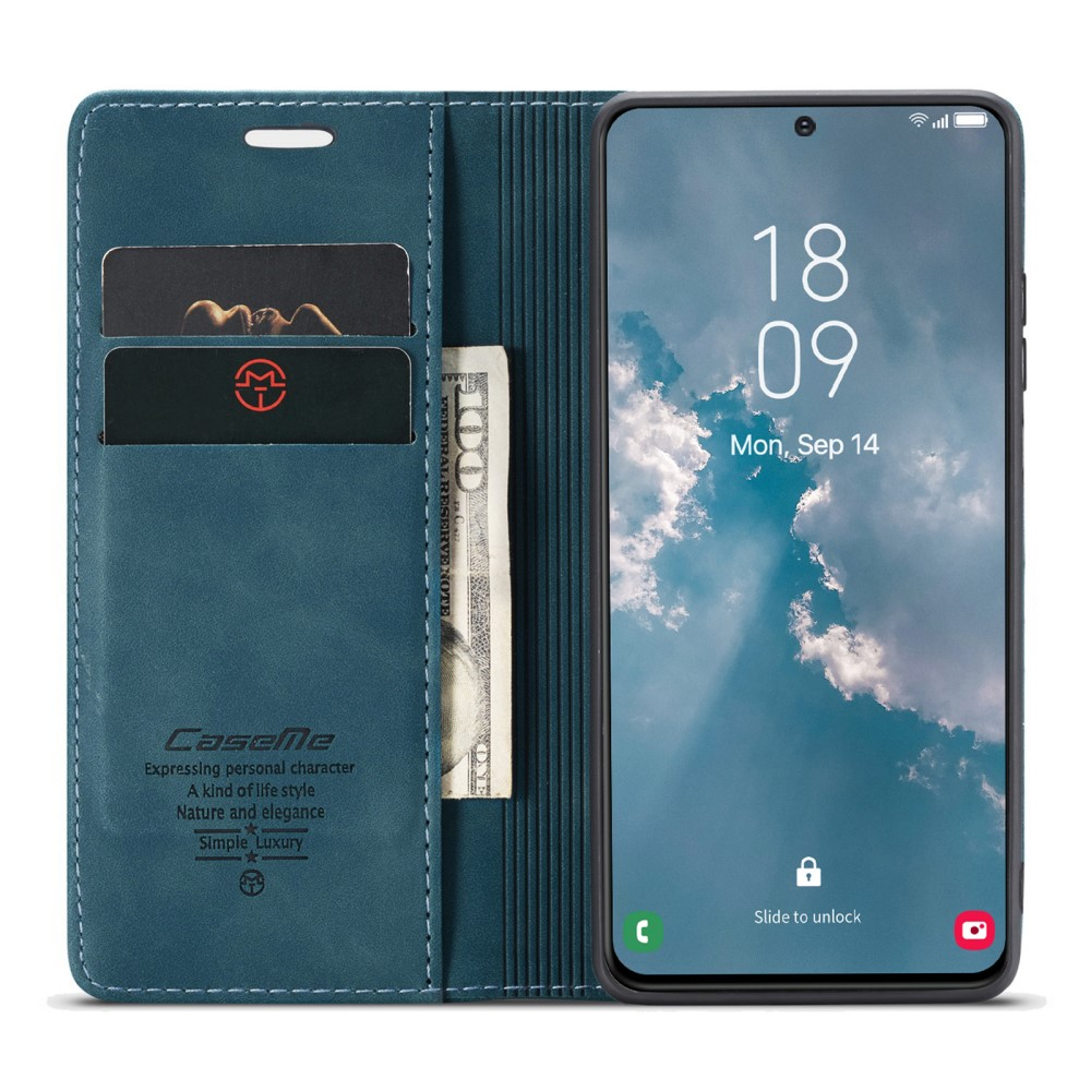 Samsung Galaxy S23 5G Leder Tasche Flip Wallet Etui mit Kartenfächern - Blaugrün