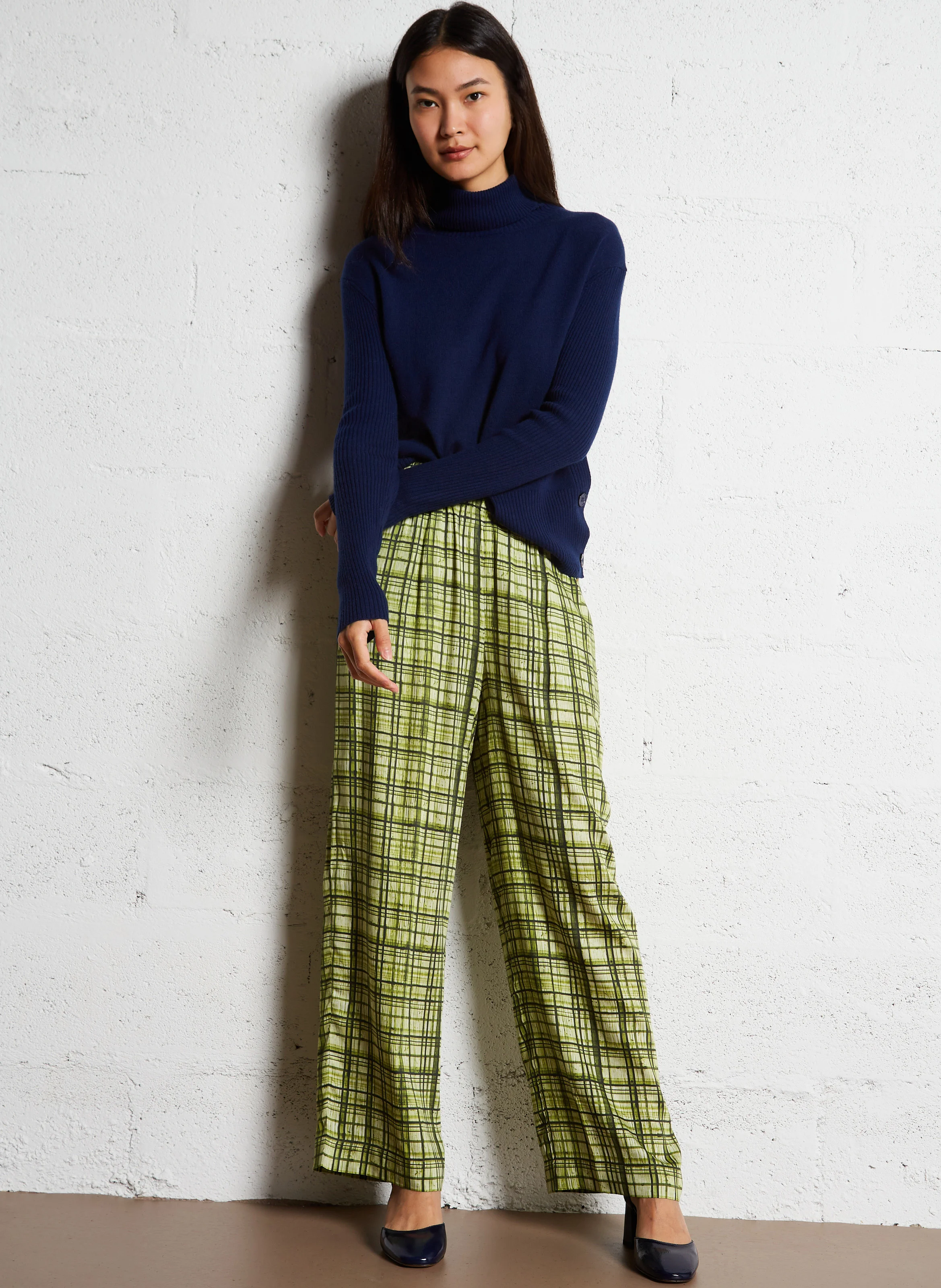 LIANNE - Pantalon large imprimé | Vert