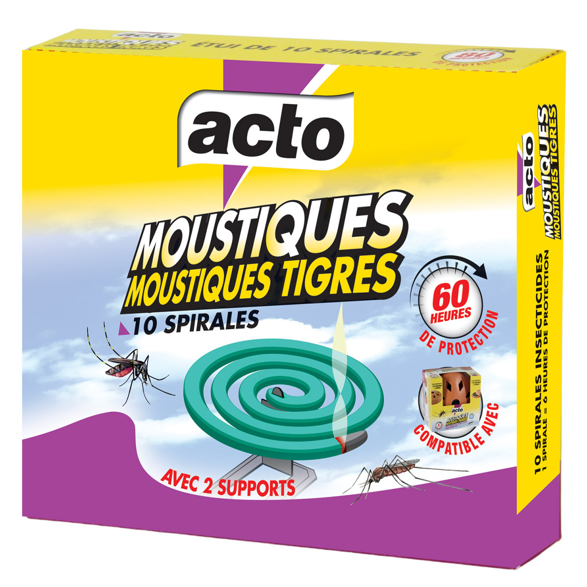 Lot de 20 spirales anti-moustiques acto : protection efficace contre moustiques