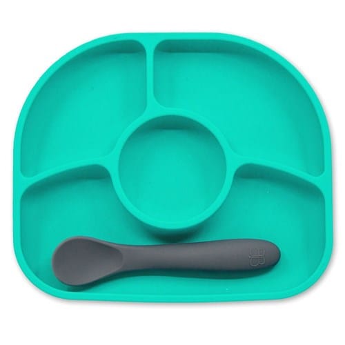 Assiette anti-dégât et cuillère en silic
