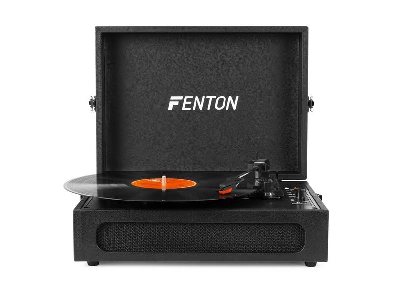 Fenton Plattenspieler mit Bluetooth RP118B Schwarz Hochwertiger Plattenspieler im Kofferdesign