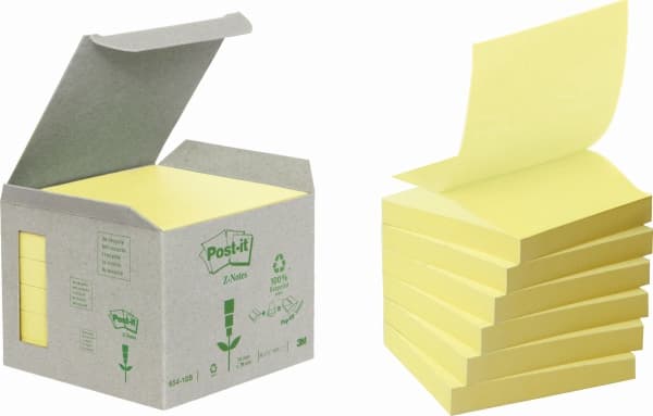 Post-it Z-Klistrelapper 76x76 recycled gul (6)