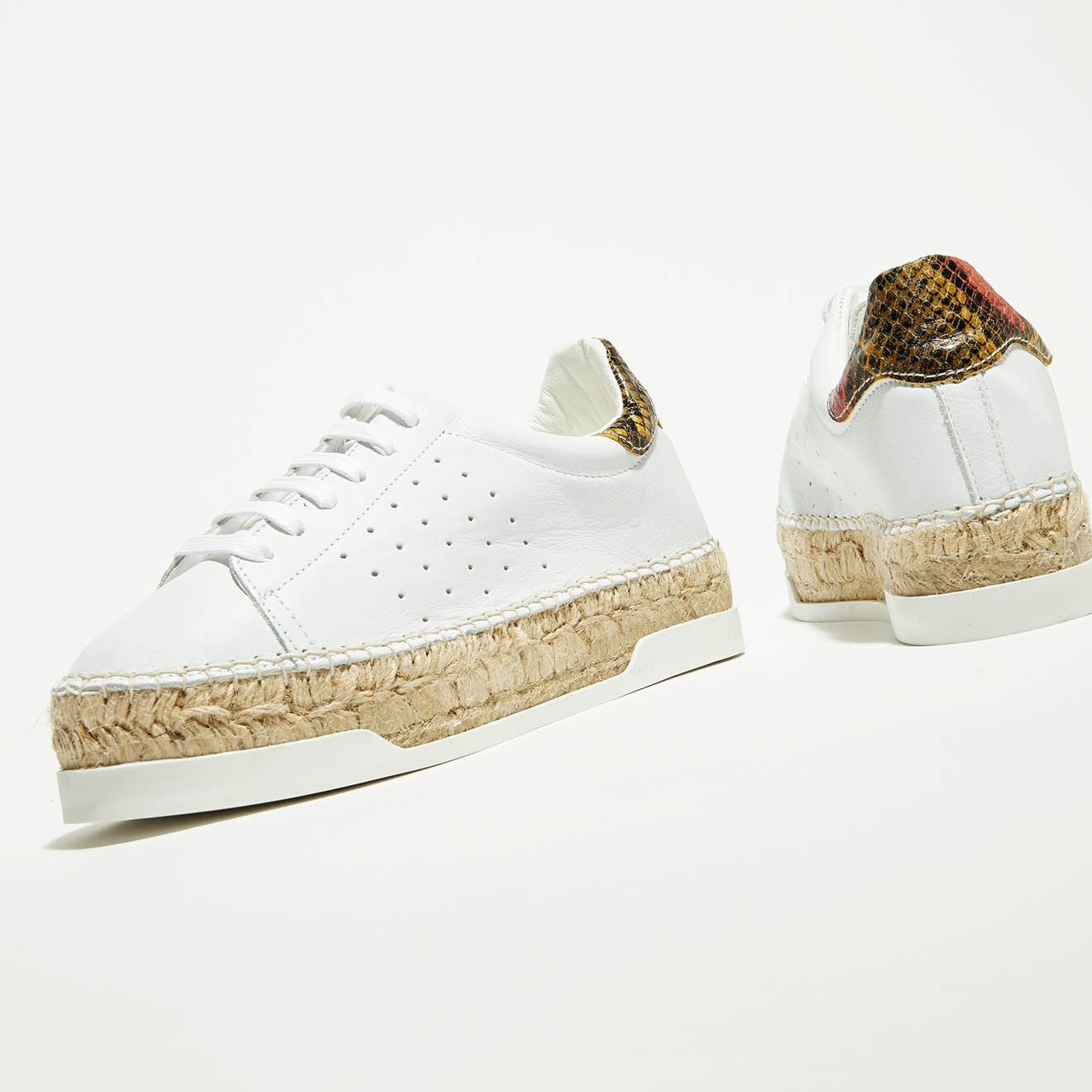Canal Saint Martin Baskets espadrilles en Cuir Lancry blanc/python