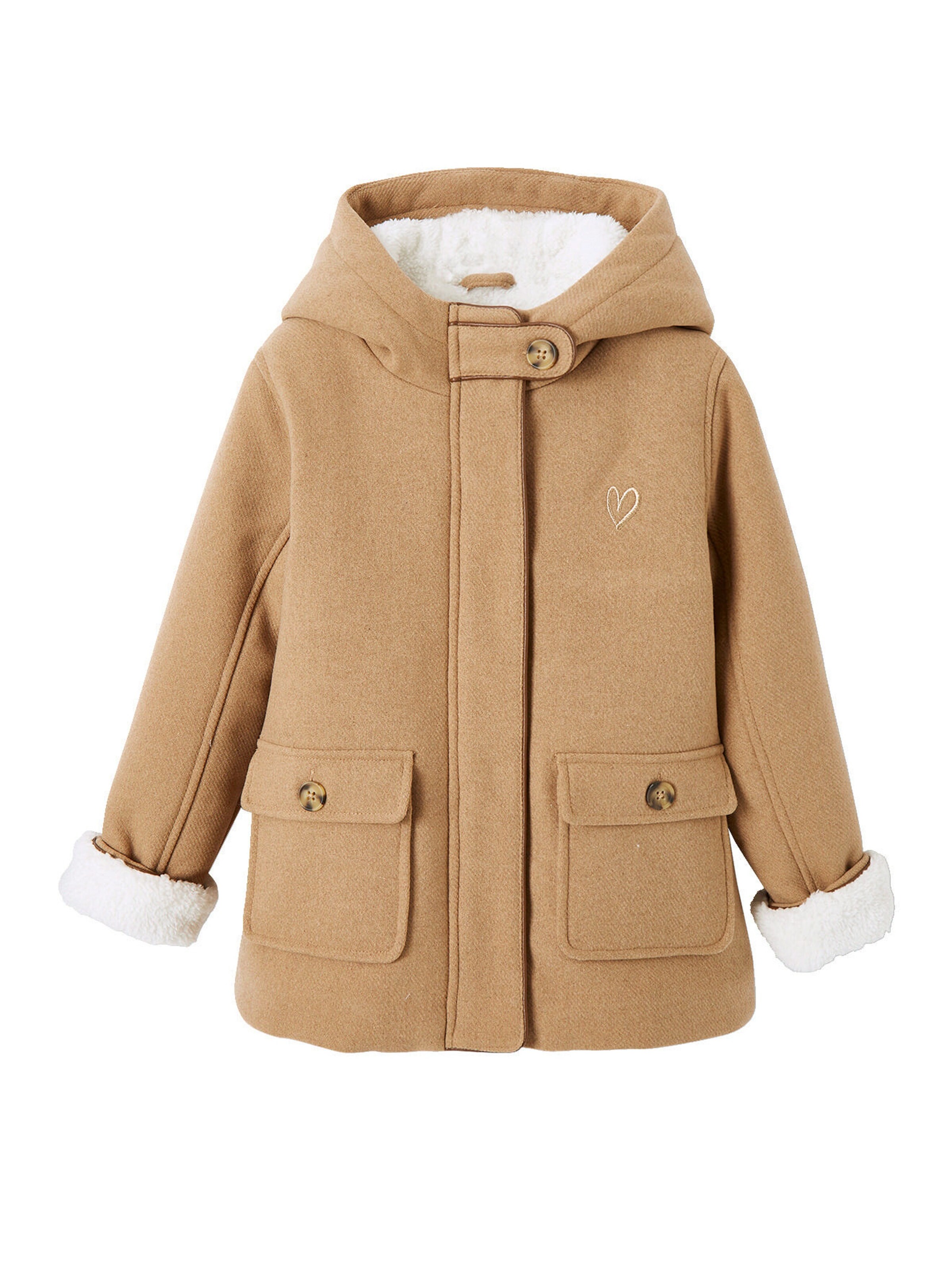 Vertbaudet Mädchen Wintermantel mit Recycling-Polyester camelfarben