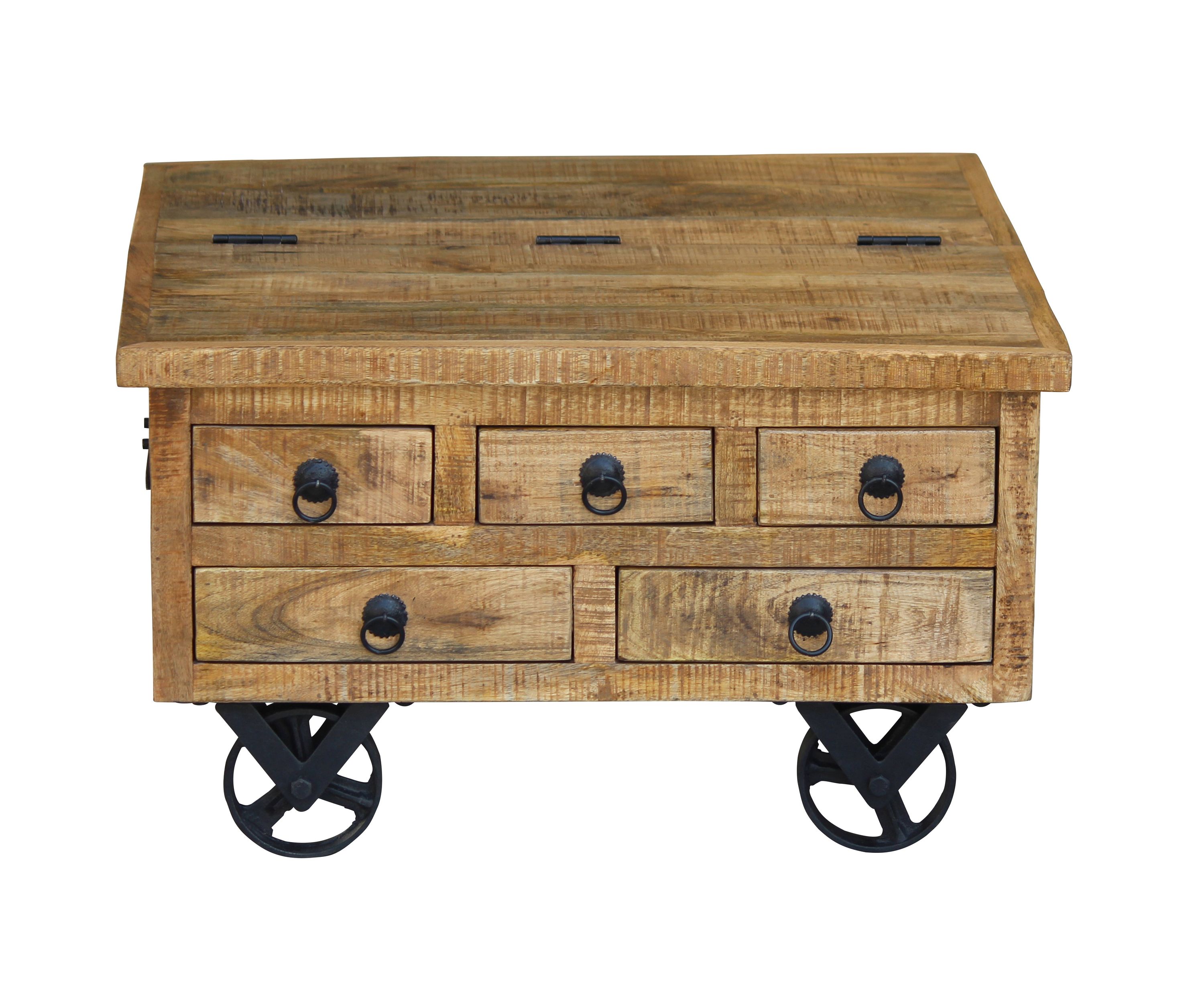 Beistelltisch Holz Vintage PITT mit Rollen