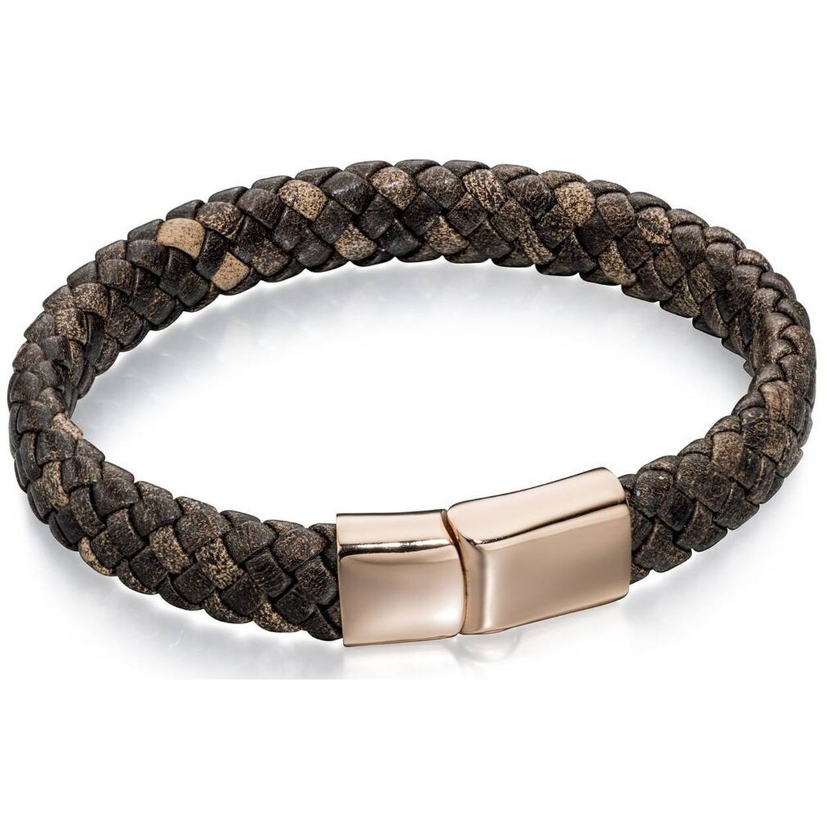 Bracelet cuire plaqué Or rose en acier inoxydable