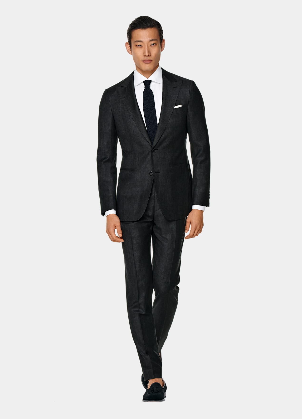 Costume Havana coupe Tailored gris foncé à carreaux