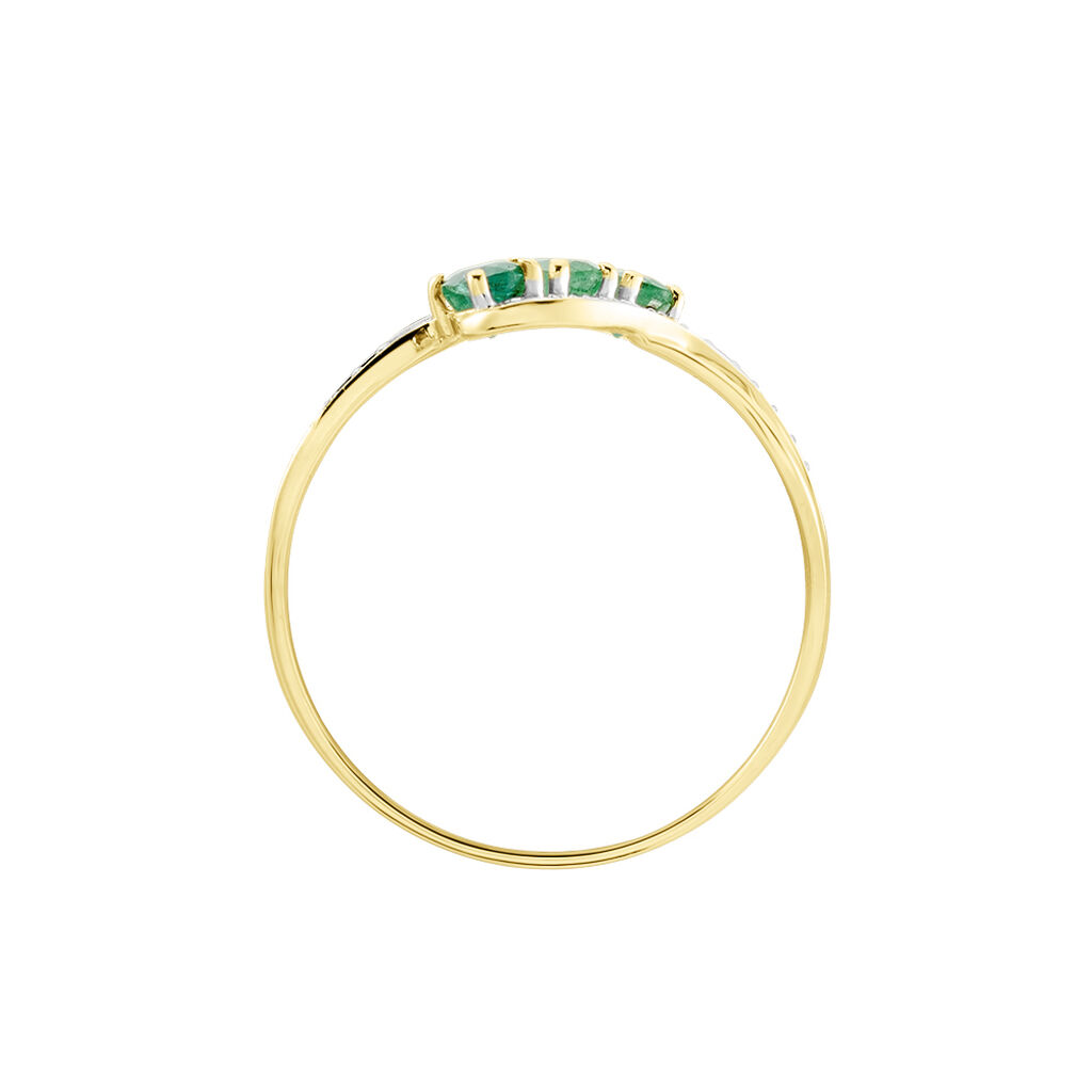 Bague Simma Or Jaune Diamant Et Emeraude