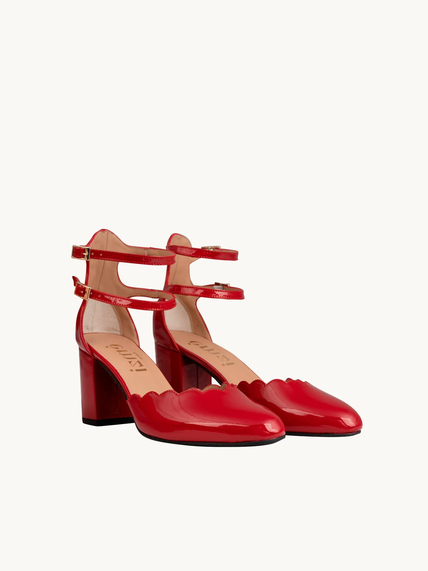 FLAVIE RED - Babies à talon en cuir verni | Rouge