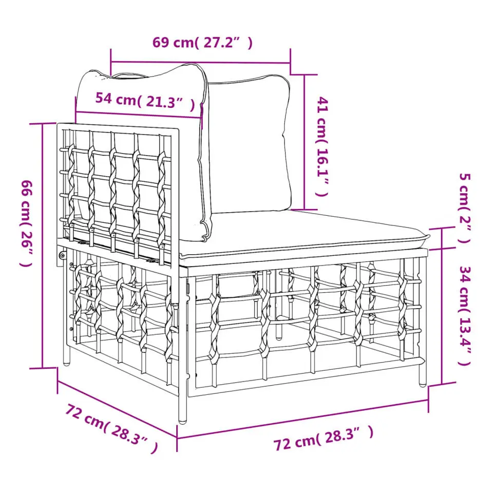 vidaXL - Tuinhoekbank - Antraciet - Poly rattan - Met kussens