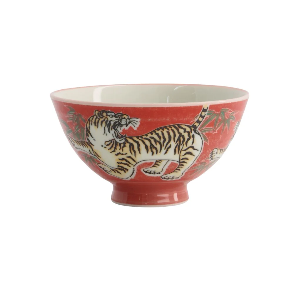Tokyo Design Studio  Kawaii Tiger Rice skål, rød - 300 ml.