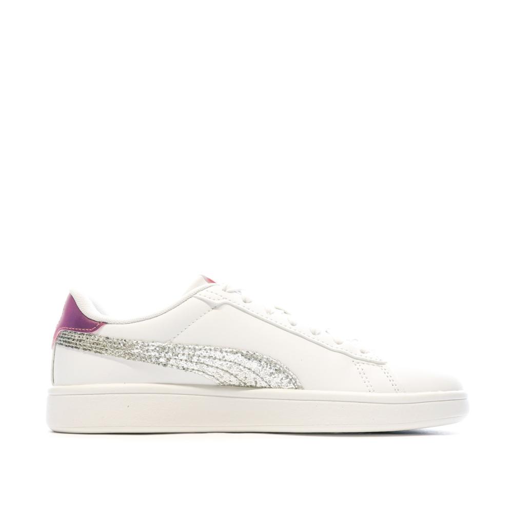 Puma Baskets blanches à Paillettes Femme Puma Smash 3.0