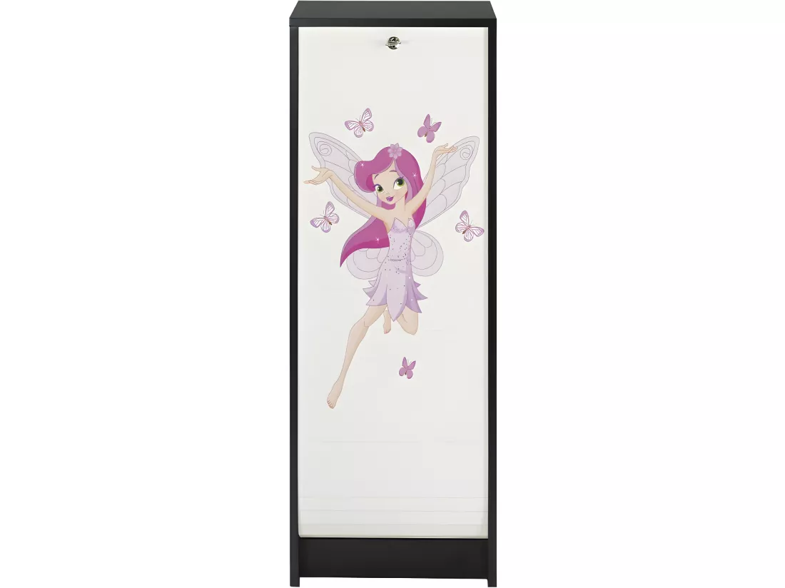 Classeur à Rideau Noir 5 Etagères Serrure L 37.8 H 103.8 P 38.4 cm - Coloris: Fée 217