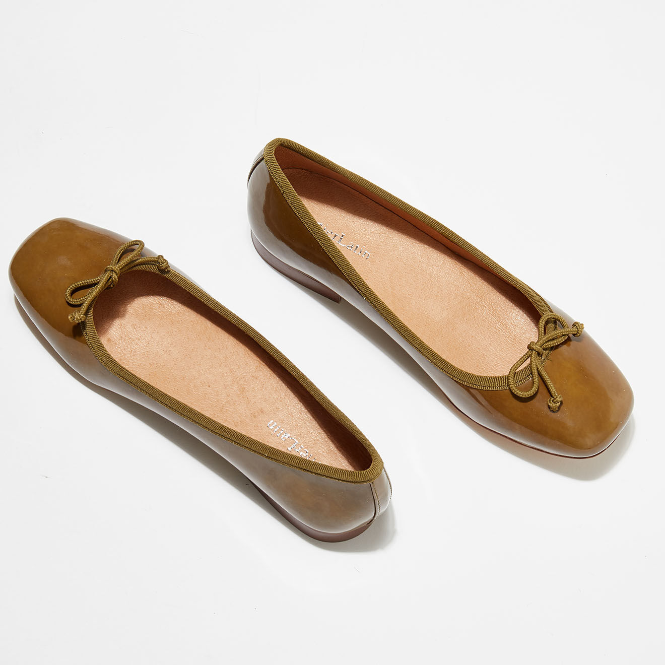 Quartier Latin Ballerines en Cuir Vernis Irene camel foncé