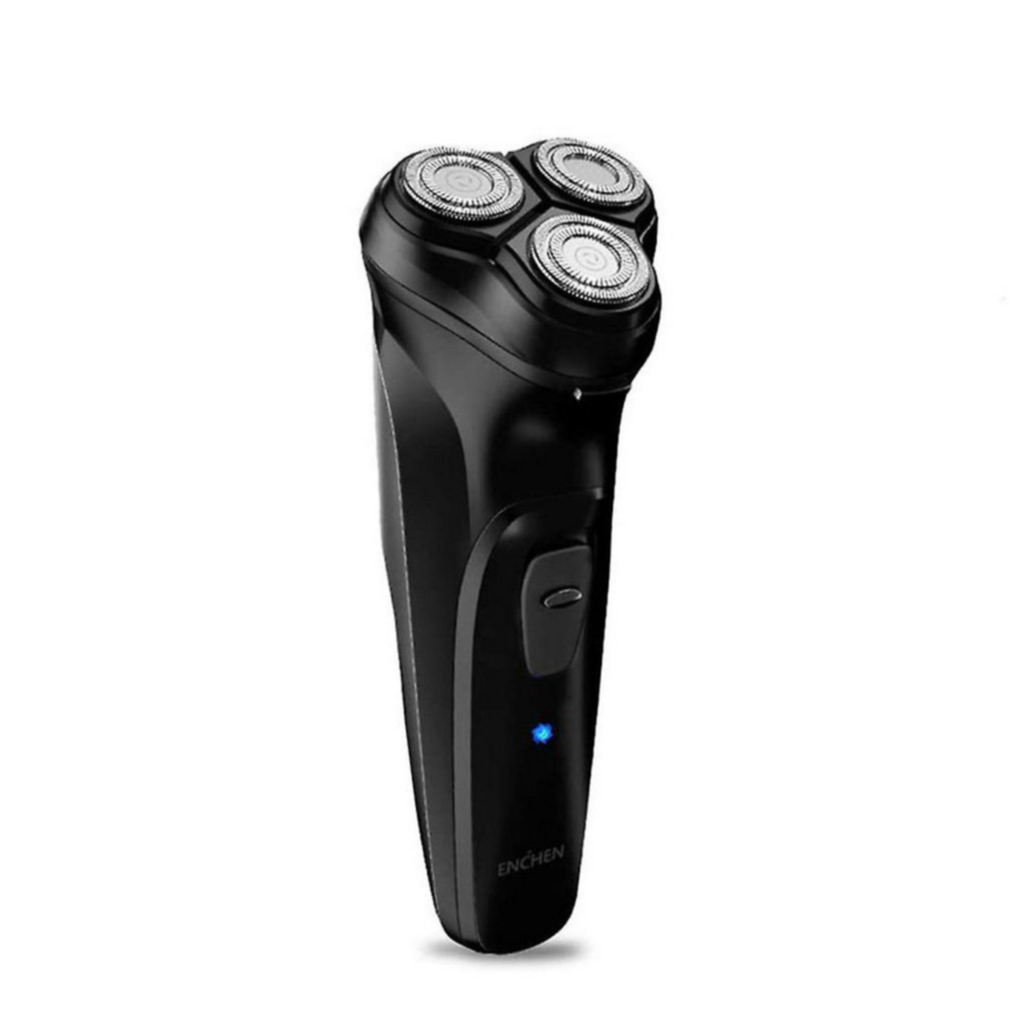 BlackStone Elektrischer USB Rasierer Rotierender 3D Dreikopf Akku Rasierer Wasserfest (IPX7) - Schwarz