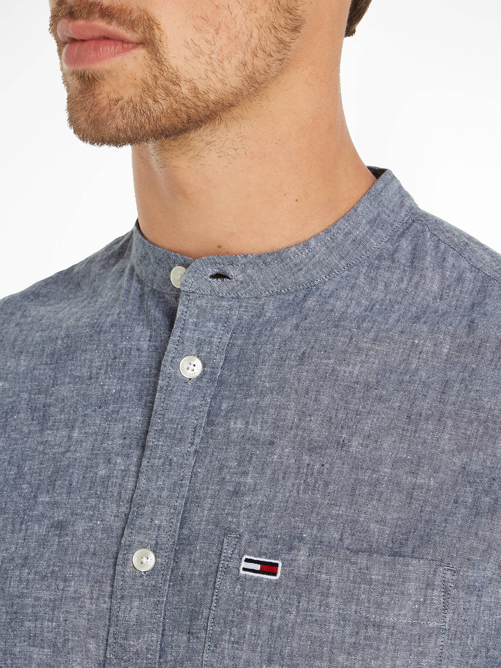 Tommy Jeans| Herren Hemd aus Baumwoll-Leinenmischung MAO LINEN BLEND SHIRT Regular Fit