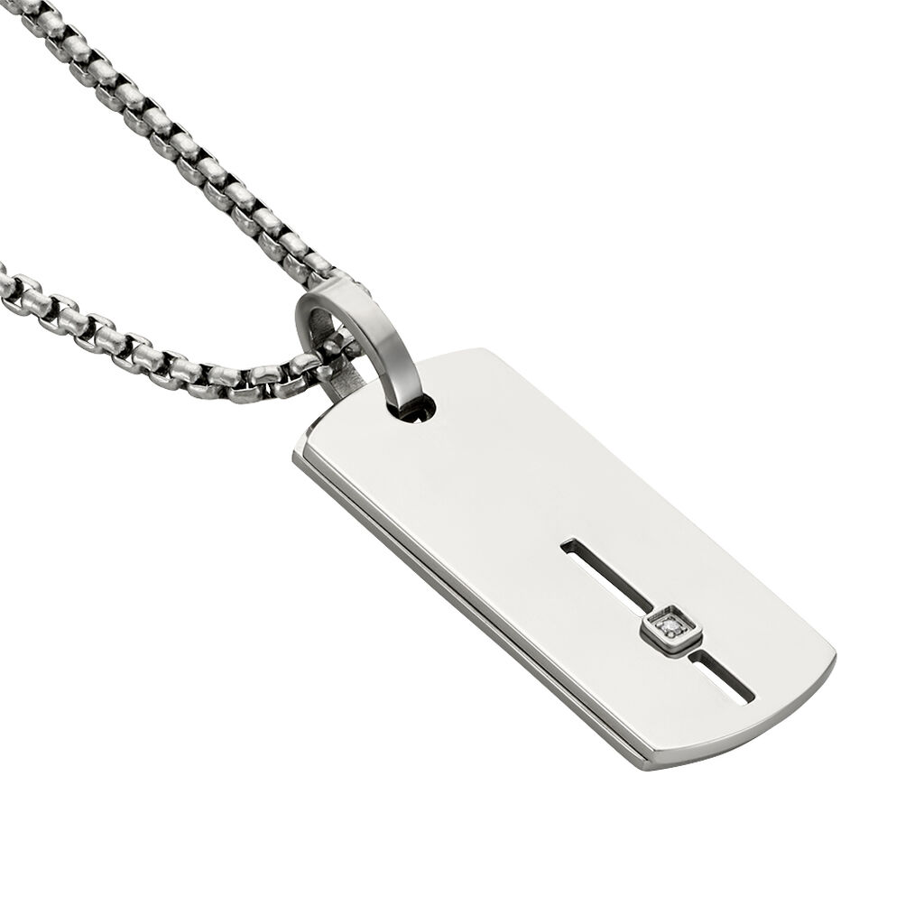 Collier Iefan Acier Blanc Oxyde De Zirconium