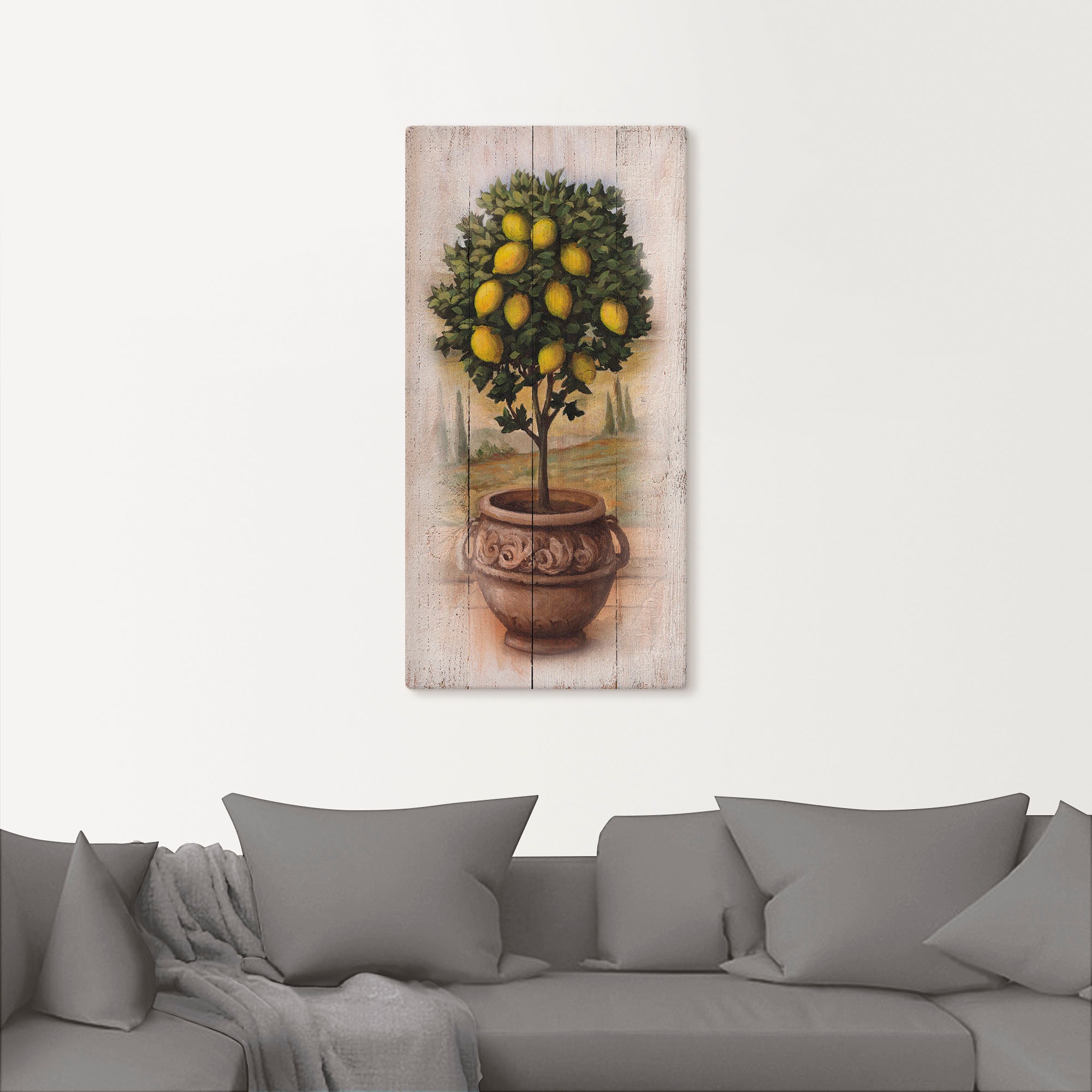 Artland Leinwandbild »Zitronenbaum mit Holzoptik« Bäume 1 Stk. tlg. auf Keilrahmen gespannt