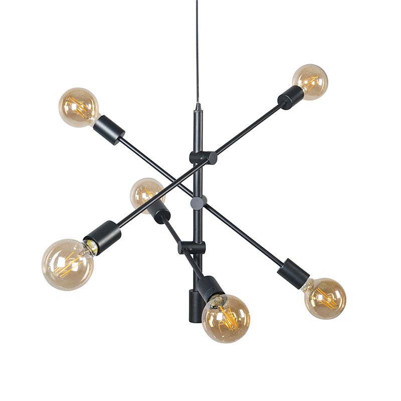 Industriële hanglamp zwart 6-lichts - Sydney