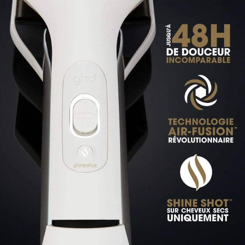 Pack lisseur ghd séchant Duet Style blanc & huile lissante Sleek Talker