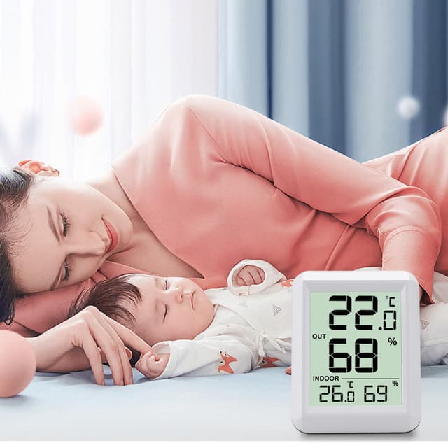Indendørs/udendørs trådløst termometer og hygrometer Hvid