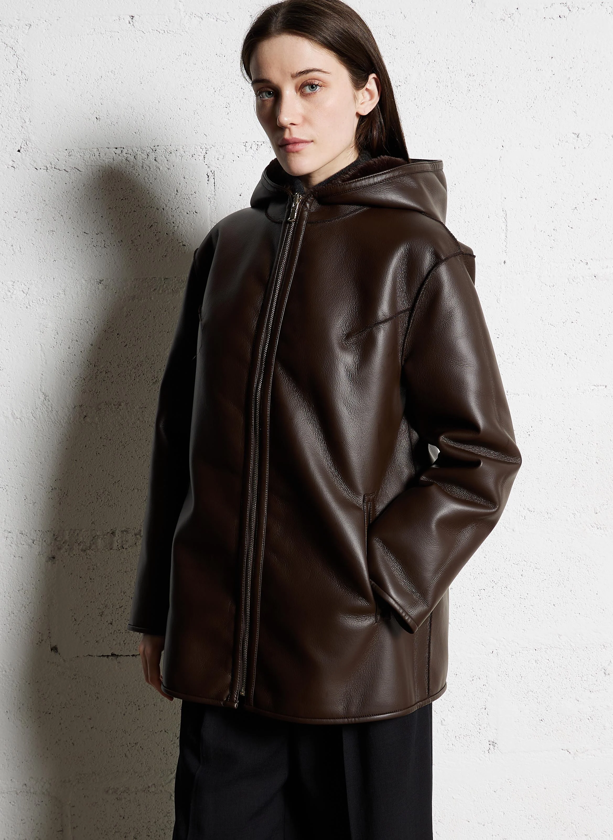 MILORA - Manteau court réversible à capuche| Marron